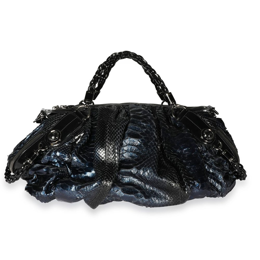 Gucci Blue Python & Black Leather Large Galaxy Bag - image 1